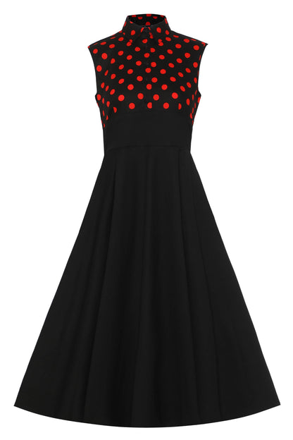 Lisa Polka Dot Shirt Dress in Black and Red