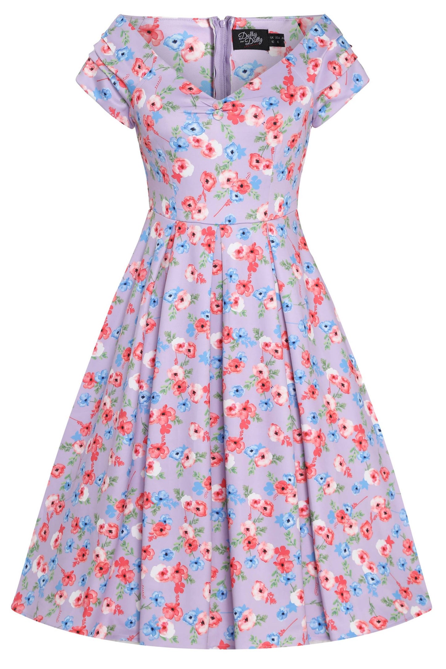Lily Lilac Watercolour Floral Off Shoulder Dress