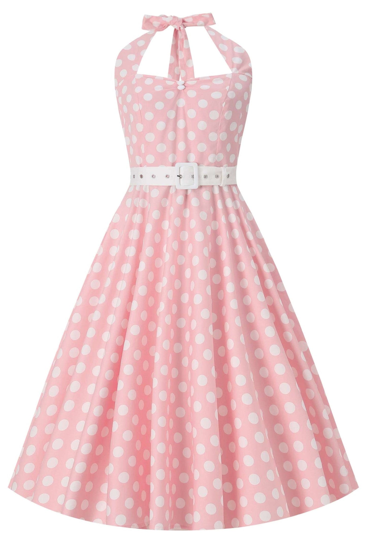 Daisy Light Pink Polka Dot Halter Dress