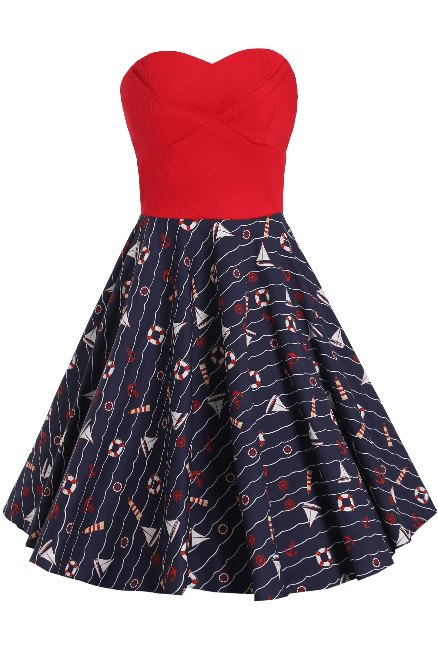 Melissa Red & Navy Nautical Strapless Dress