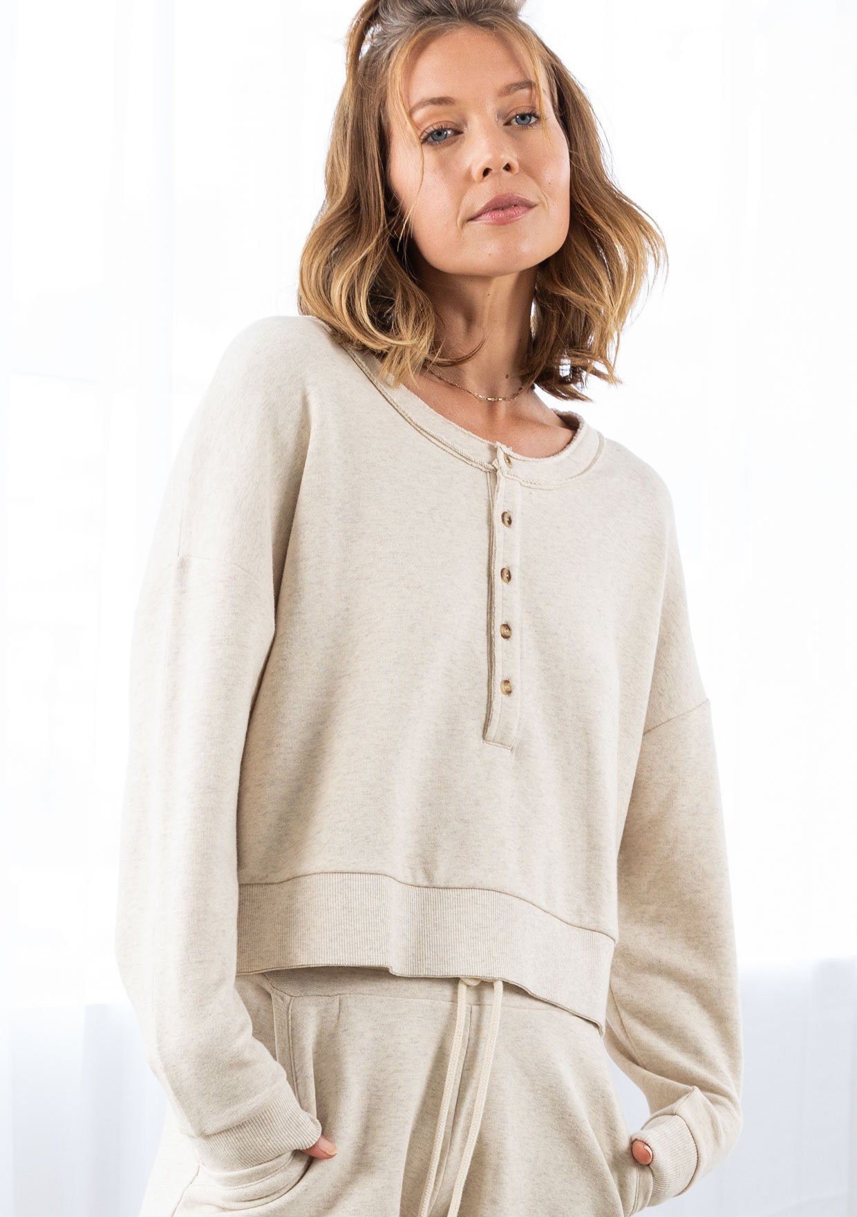Pebble Beach Button Front Sweatshirt