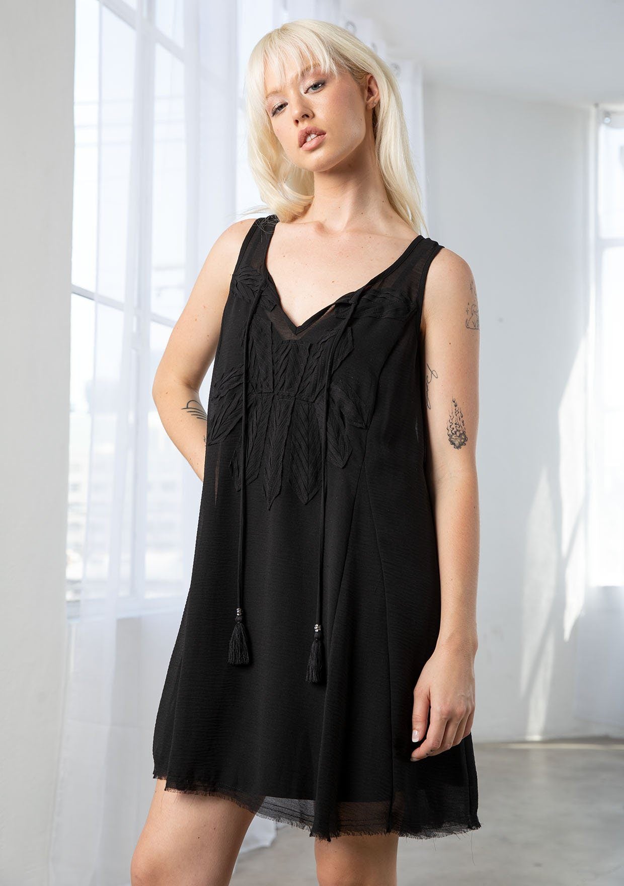 Daze Chiffon Applique Mini Dress