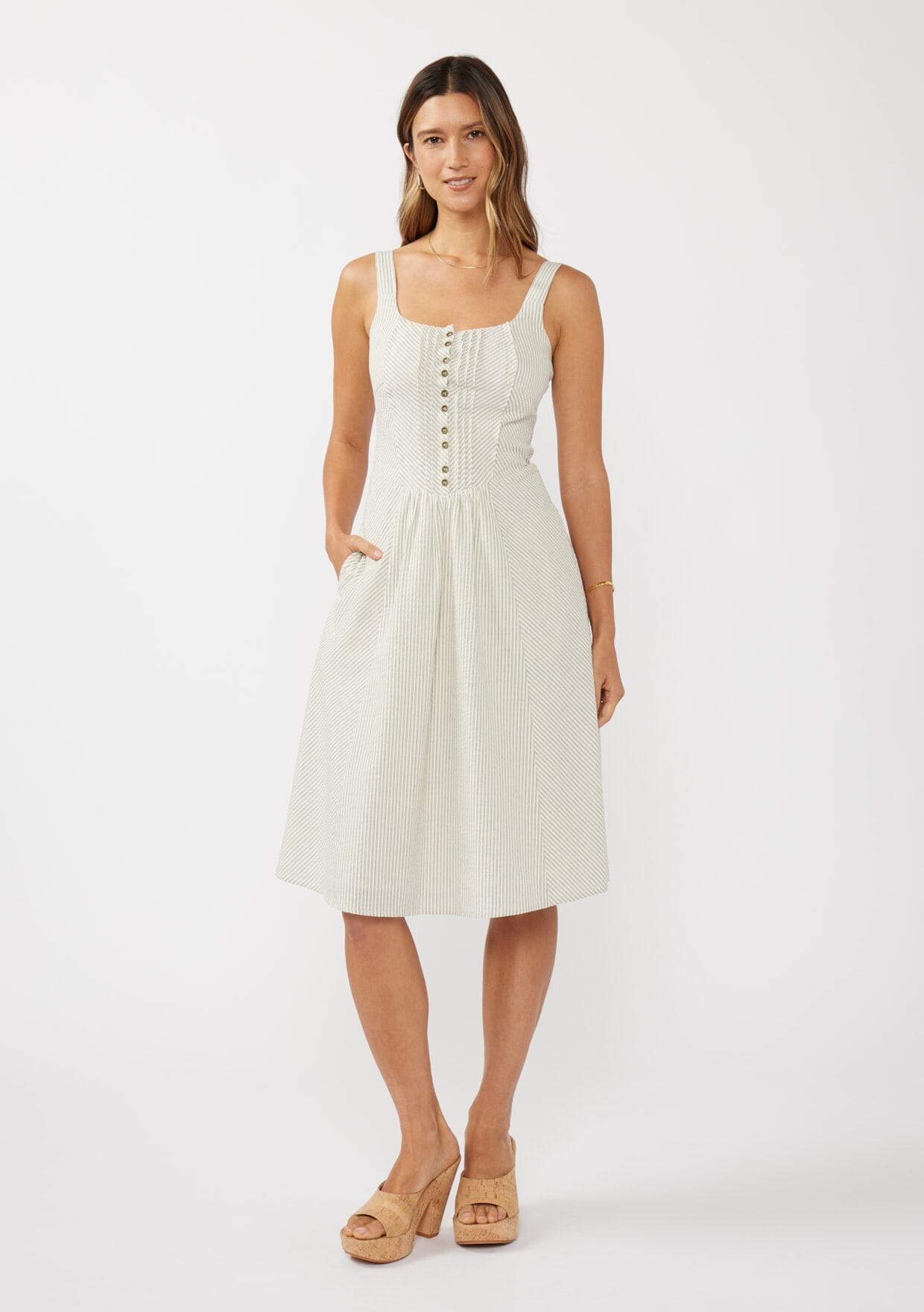 Janet Striped Midi Dress