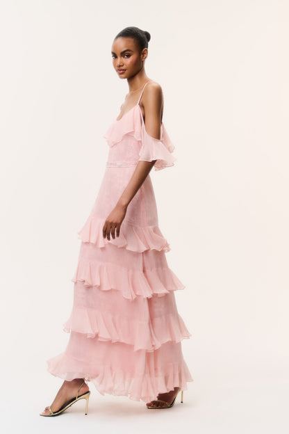Laelia Floral Chiffon Ruffle Dress