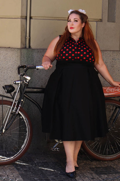 Lisa Polka Dot Shirt Dress in Black and Red