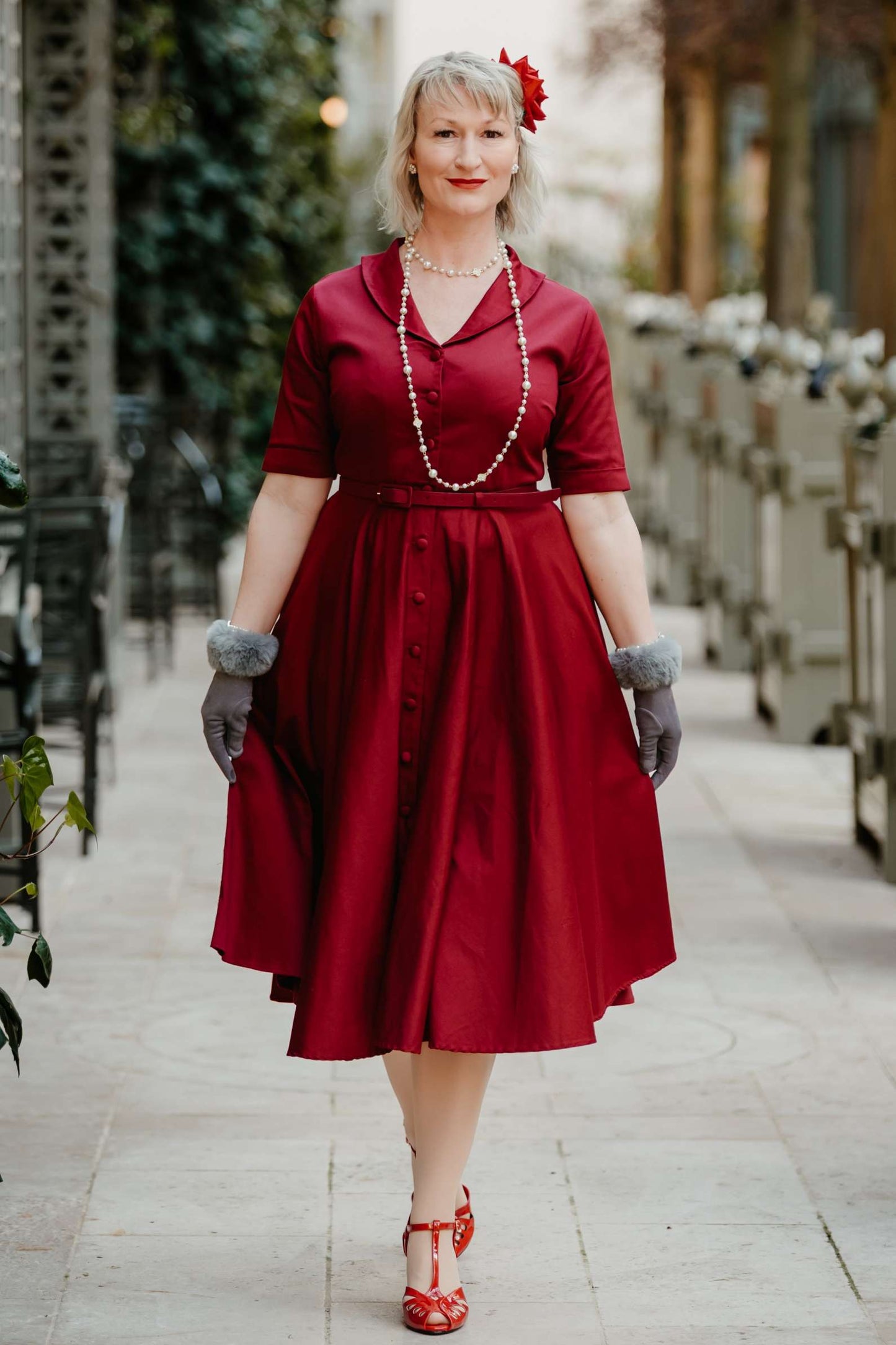 Mollie Scarlette Red Full Circle Shirt Dress