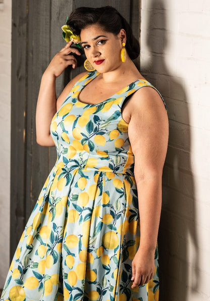 Amanda Light Blue Lemon Swing Dress