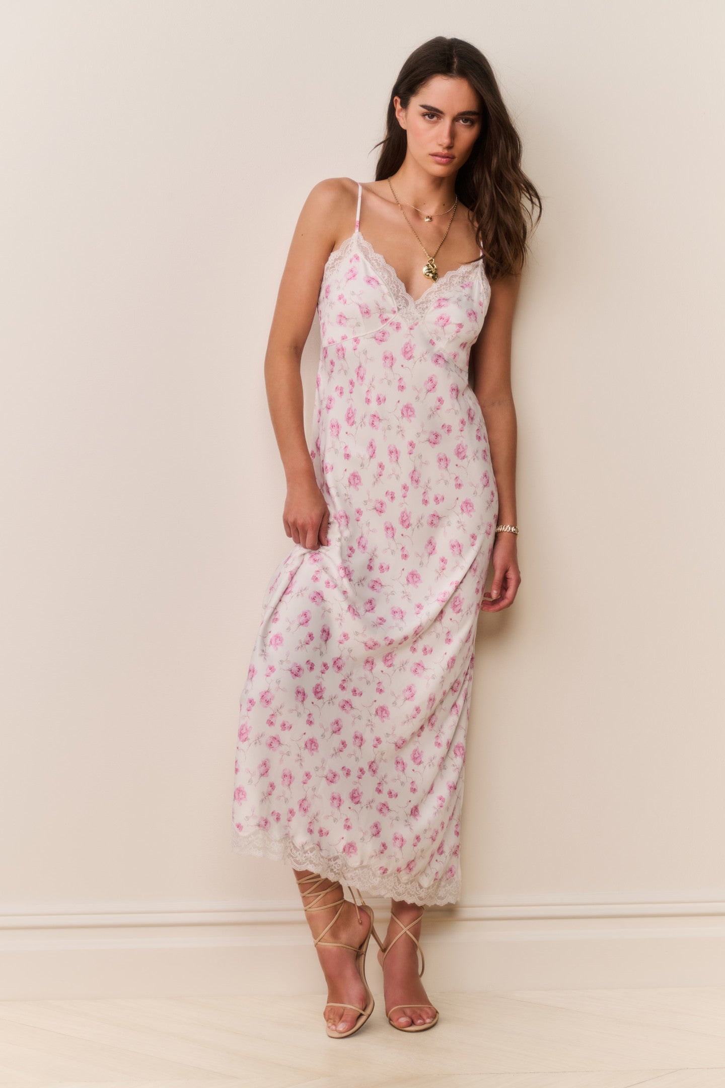 Manuela Heirloom Print Maxi Slip Dress - STERLING DUSK