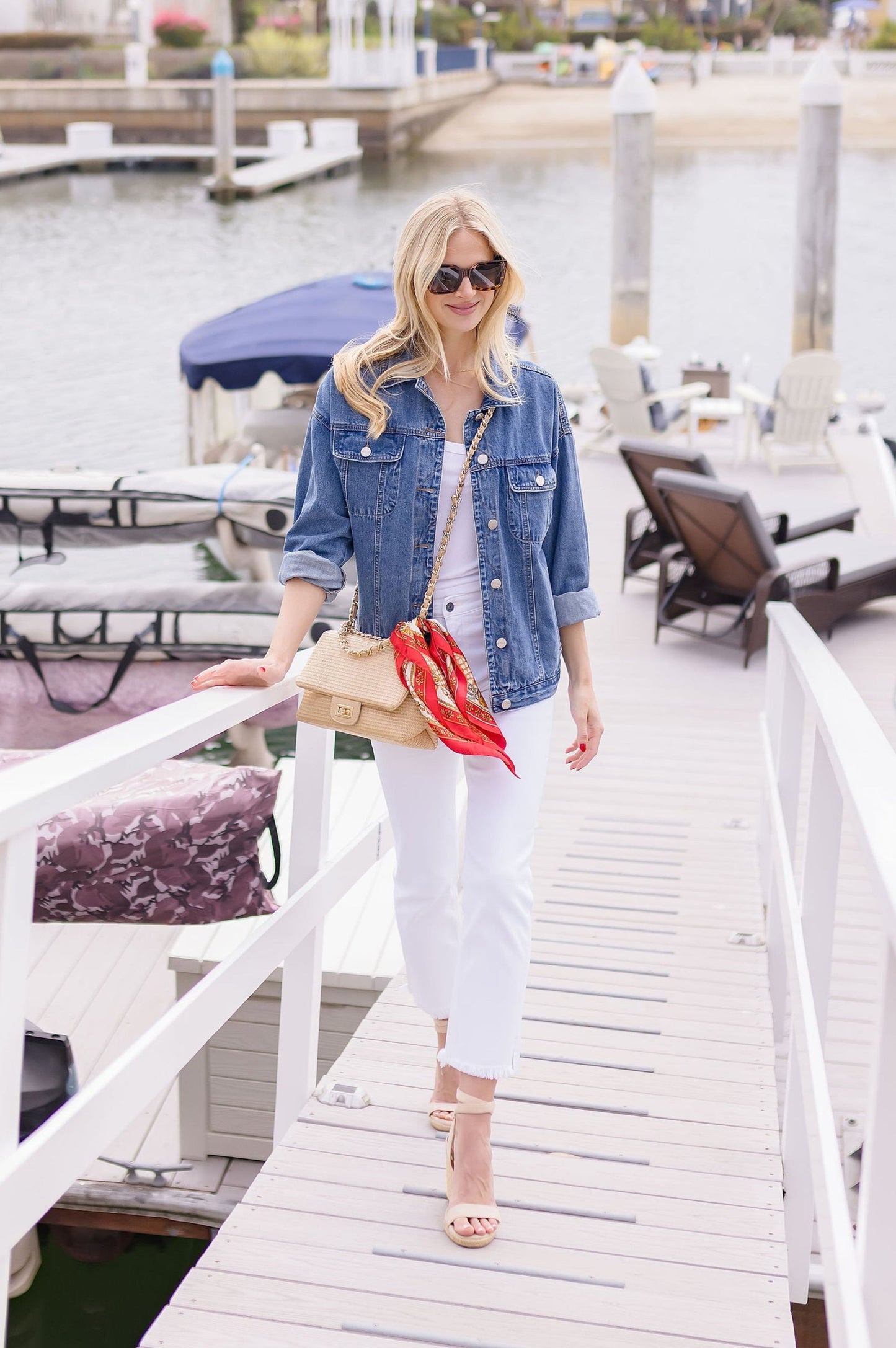Mae Long Sleeve Button Down Oversized Denim Jacket Dark Wash