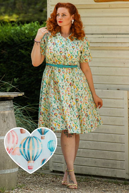 Penelope Hot Air Balloon Festival Shirt Dress In Light Blue