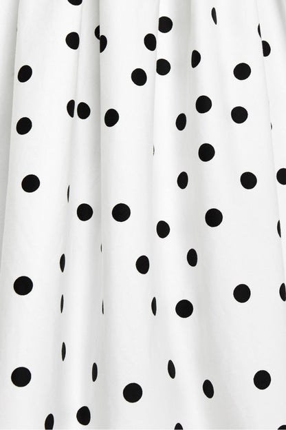 Amanda Scoop Neck Polka Dot Swing Dress in White-Black