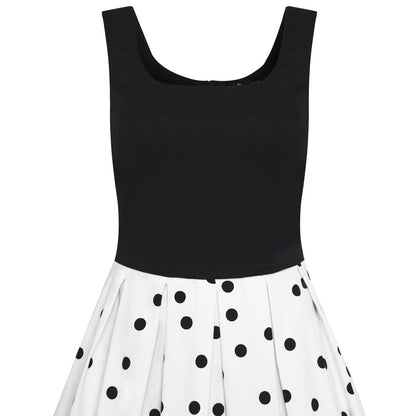 Amanda Rockabilly White & Black Polka Dot Swing Dress