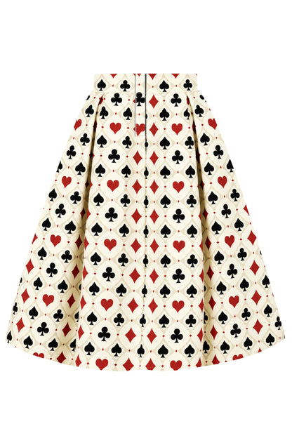 Aisley Playing Cards Suits Skirt in Cream