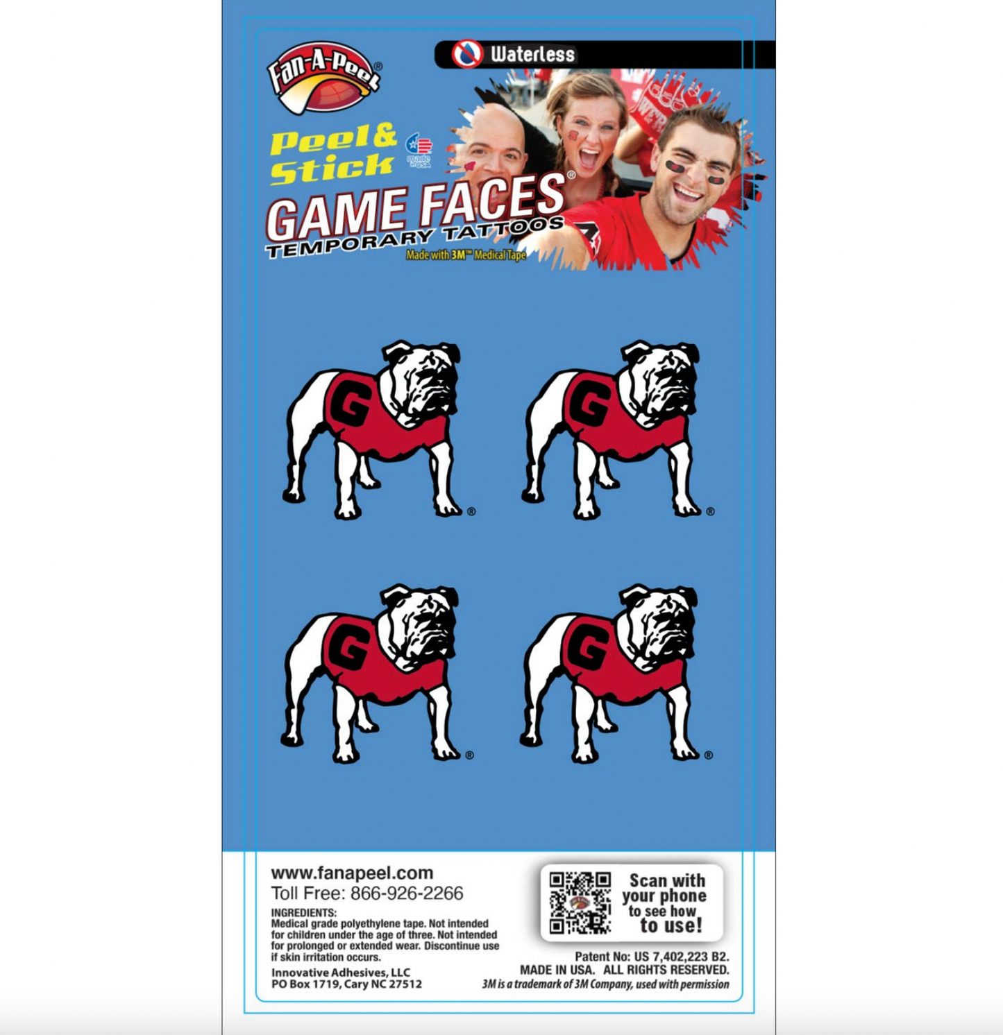 Georgia Gameday Temporary Face Tattoo