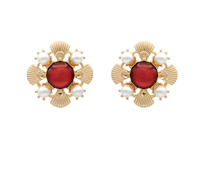 Flower Shaped Pearl Earrings