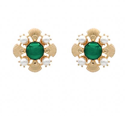 Flower Shaped Pearl Earrings