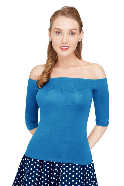 Gloria Off Shoulder Blue Top