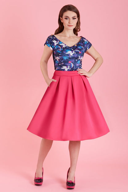Lilian Off Shoulder Blue Unicorn Top