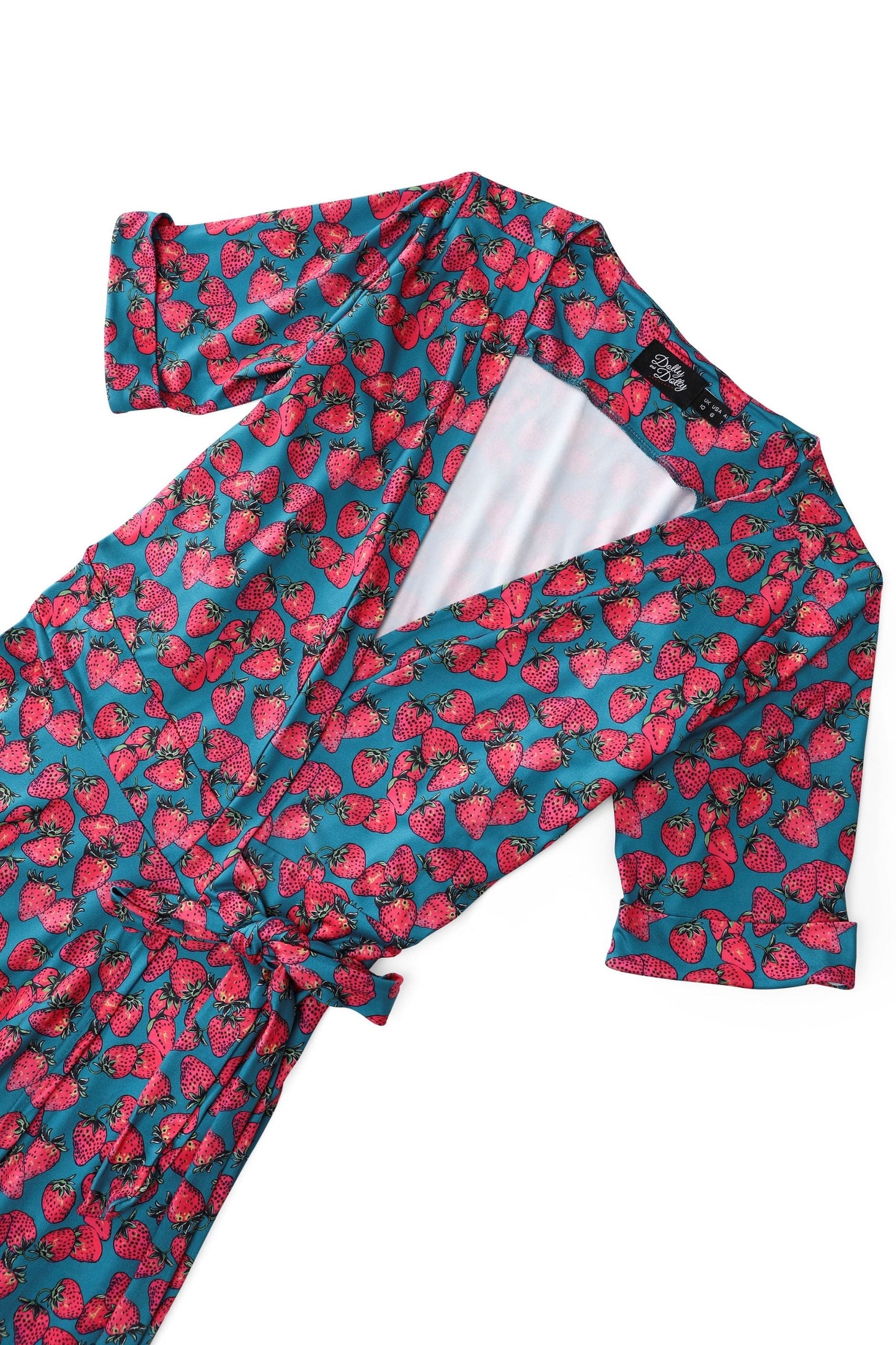 Matilda Strawberry Wrap Dress in Turquoise
