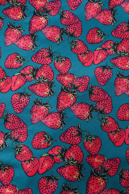 Matilda Strawberry Wrap Dress in Turquoise