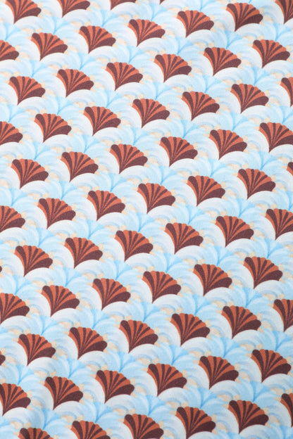 Julia 40s Light Blue Midi Dress In Seashell Print