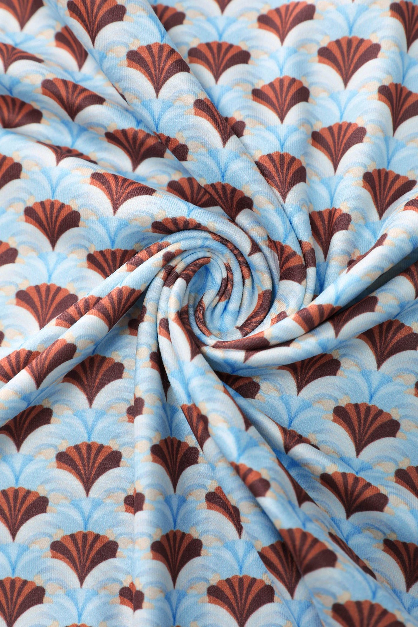 Julia 40s Light Blue Midi Dress In Seashell Print