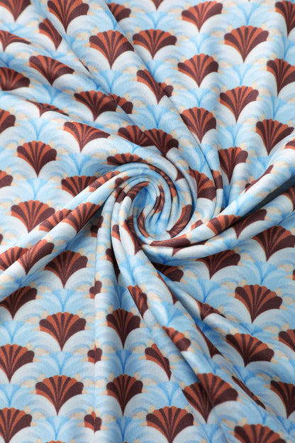 Julia 40s Light Blue Midi Dress In Seashell Print