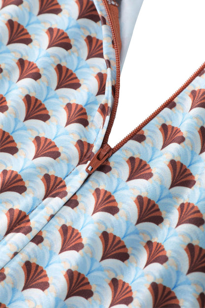 Julia 40s Light Blue Midi Dress In Seashell Print