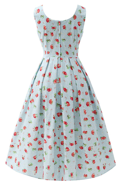 Ophelia Light Blue Strawberry Midi Dress