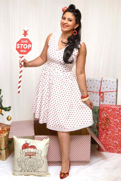 Maverick White Red Polka Dot Shirt Dress