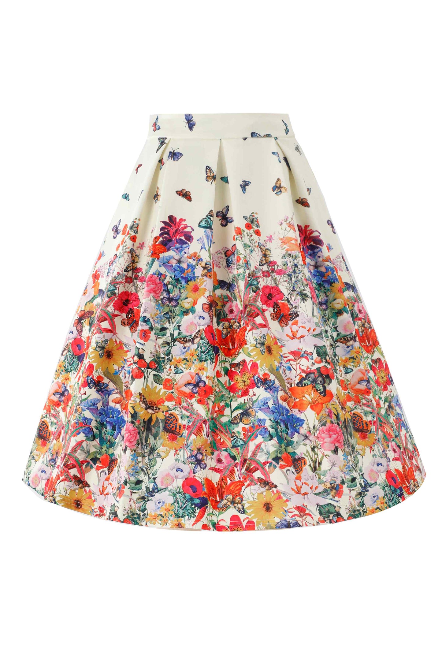 Aisley Butterfly Garden Pleated Midi Skirt