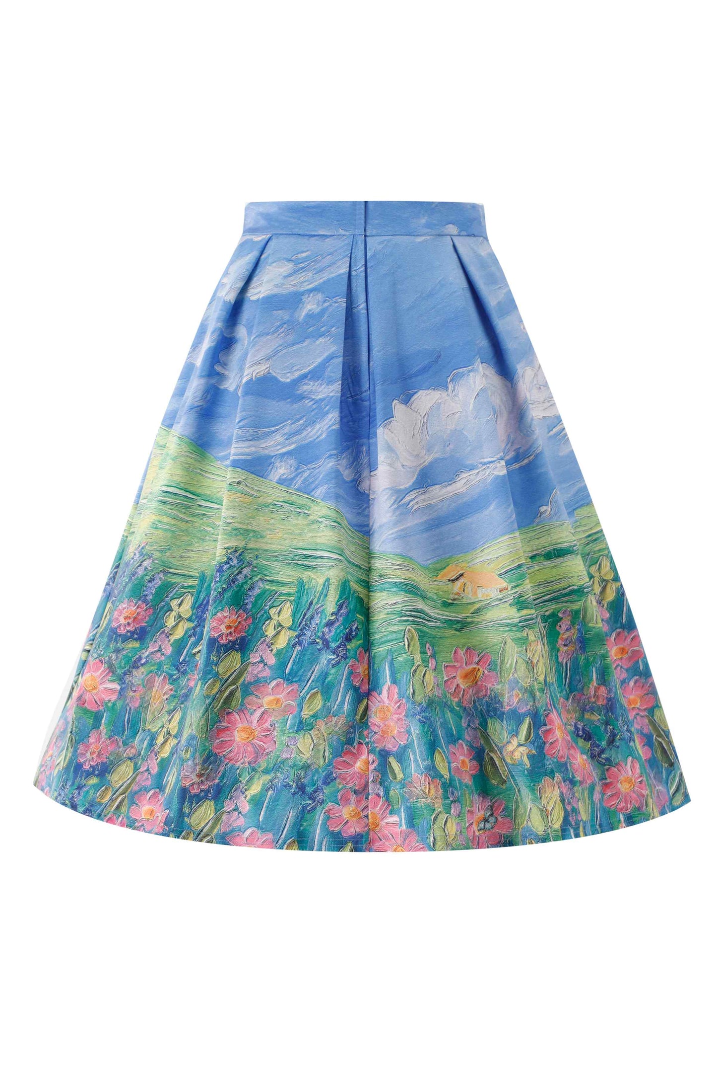 Aisley Cat Adventure Pleated Midi Skirt