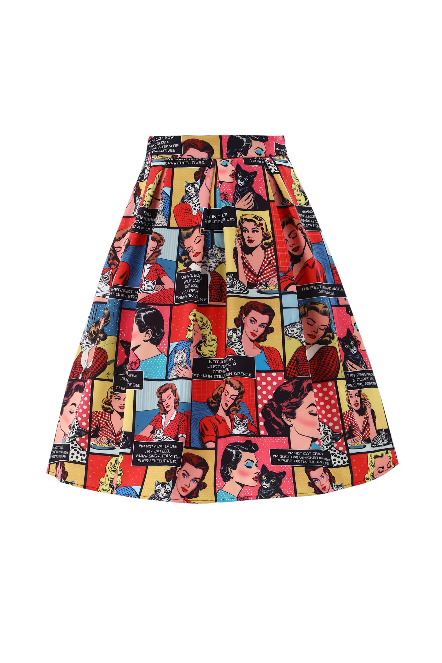 Aisley Cat Lover Comic Book Midi Skirt