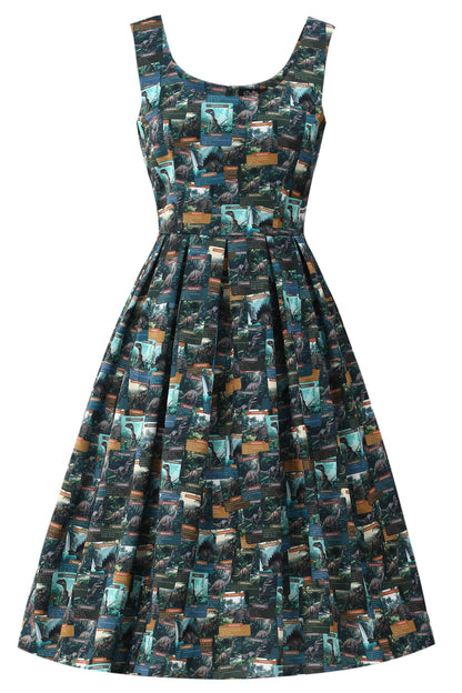 Amanda Green Dinosaur Flash Card Swing Dress