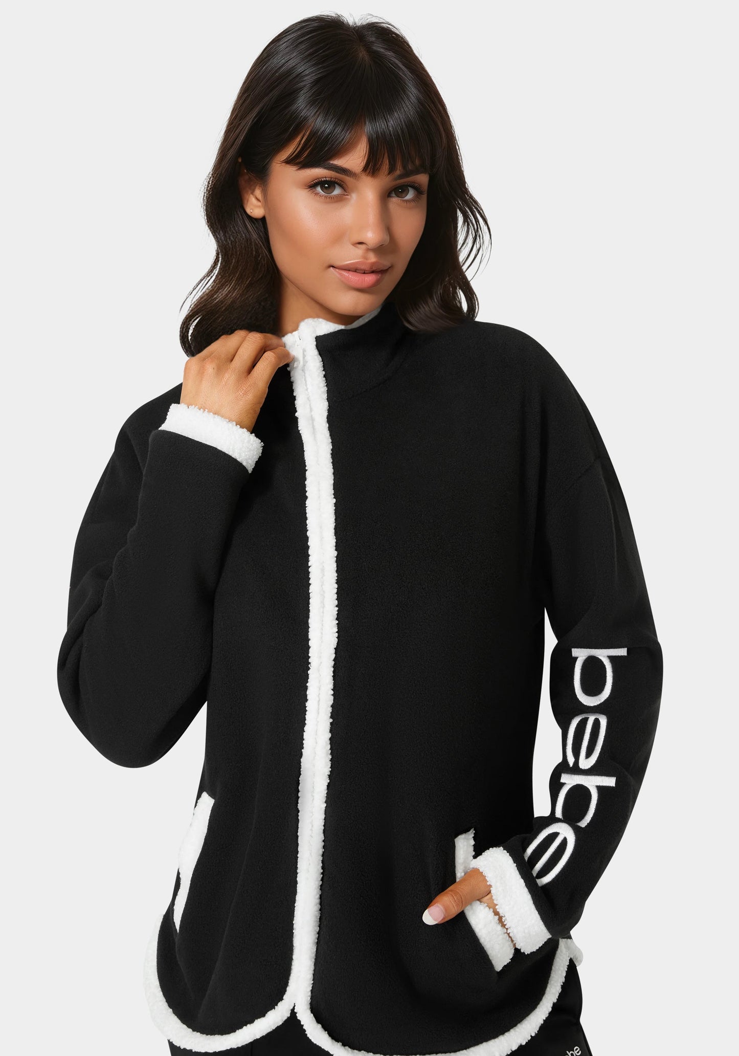 Polar Fleece Jacket With Teddy Fur Trim