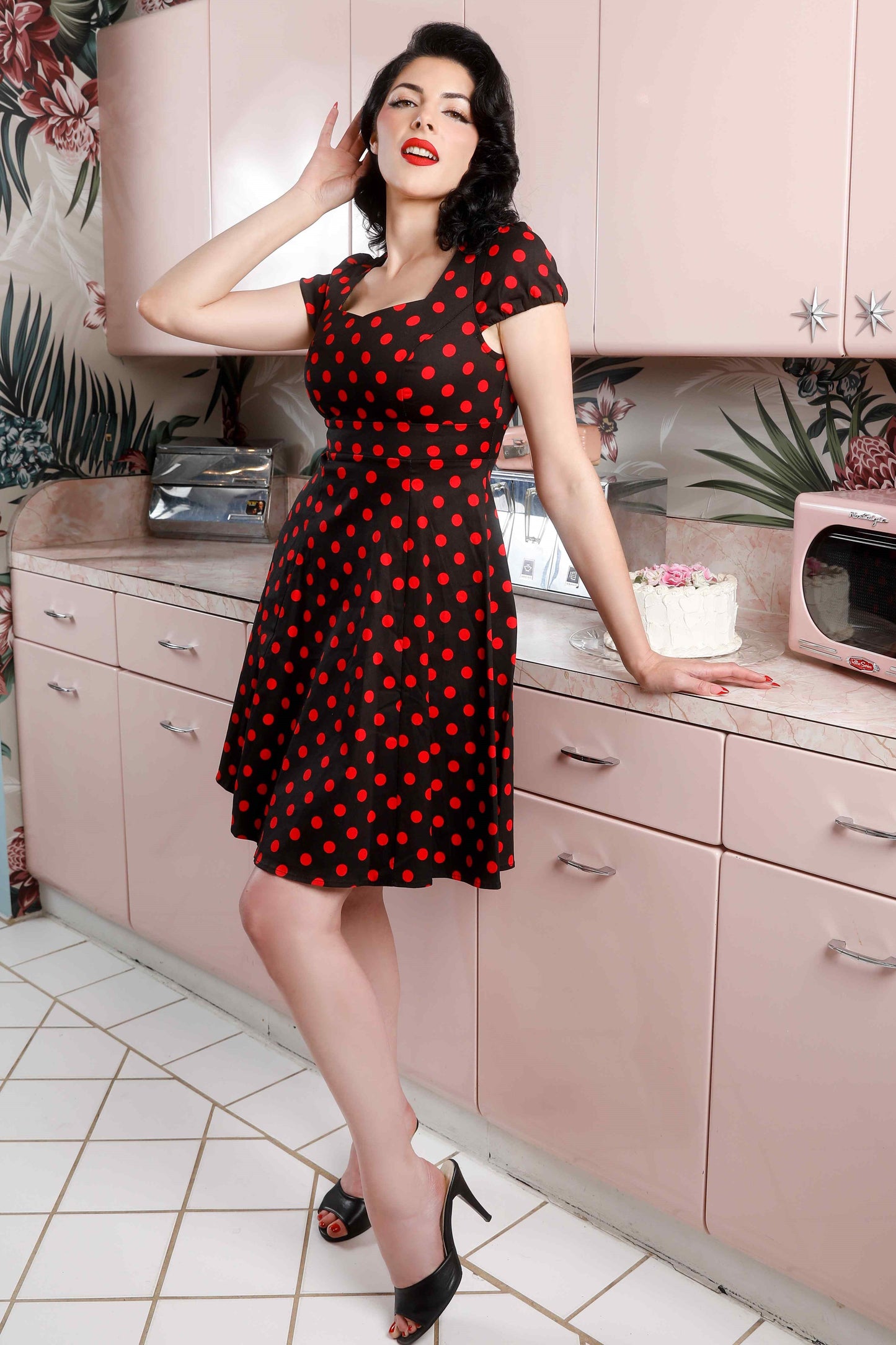 Claudia Black & Red Polka Dot Dress