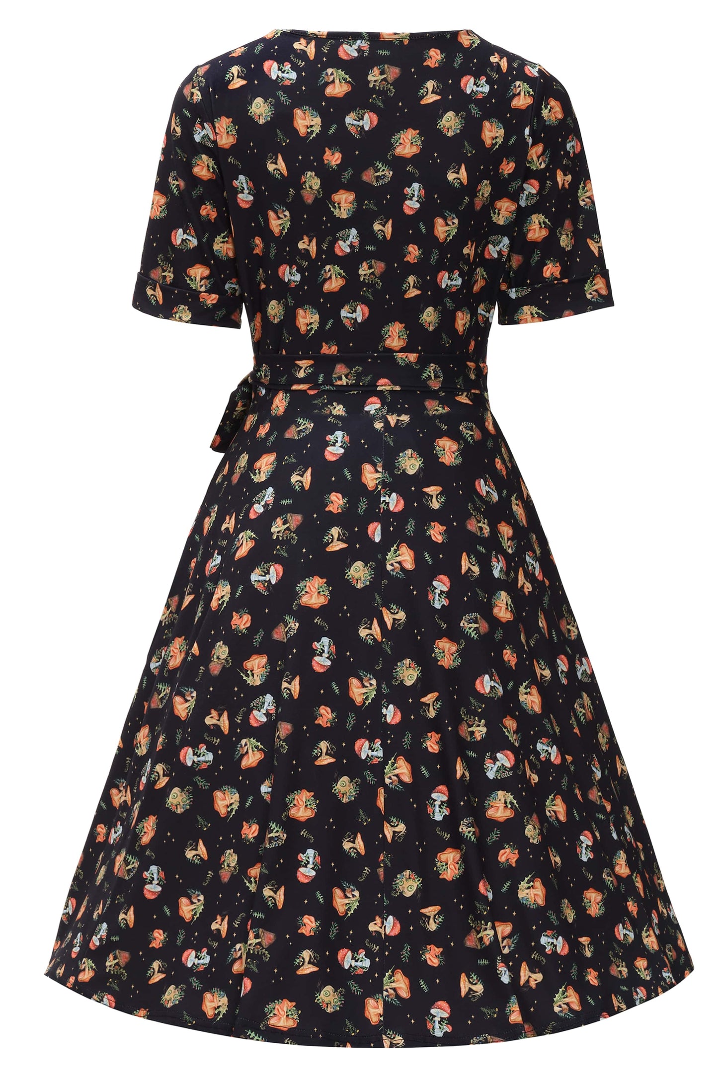 Matilda Black Mushroom Wrap Dress