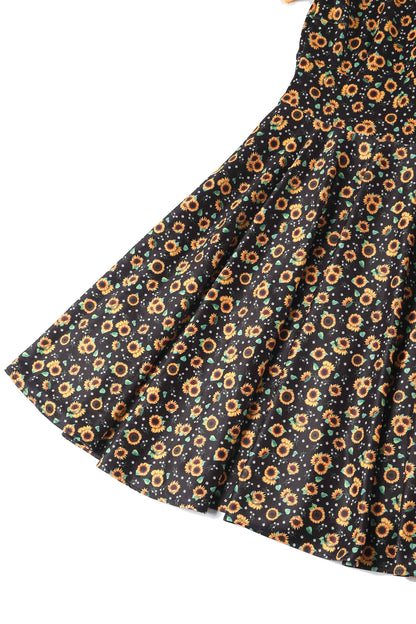 Darlene Black Sunflower Swing Dress