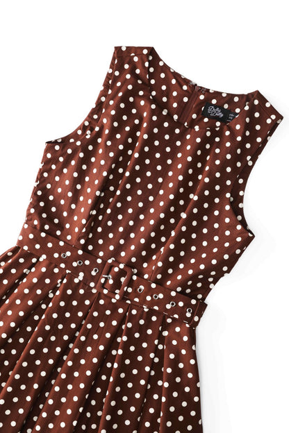 Helen Brown Polka Dot Cotton Midi Dress