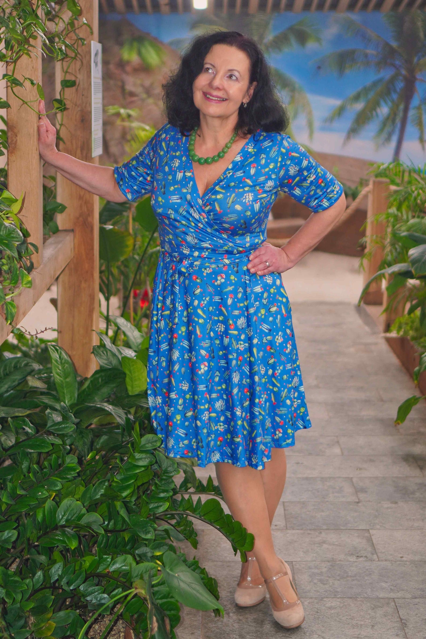 Matilda Cactus Blue Wrap Dress