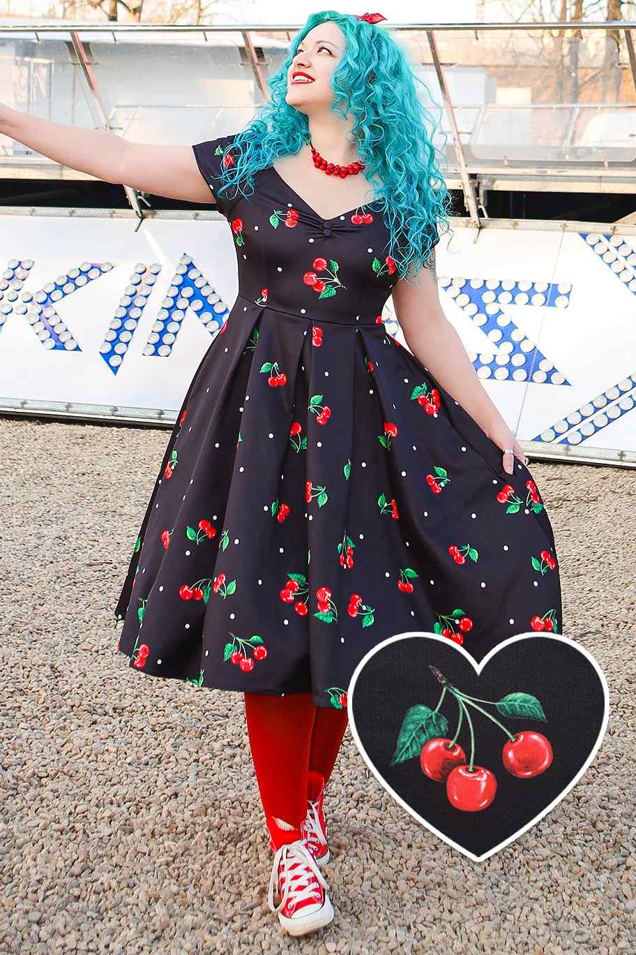 Lily Cherry Off Shoulder Dress In Black