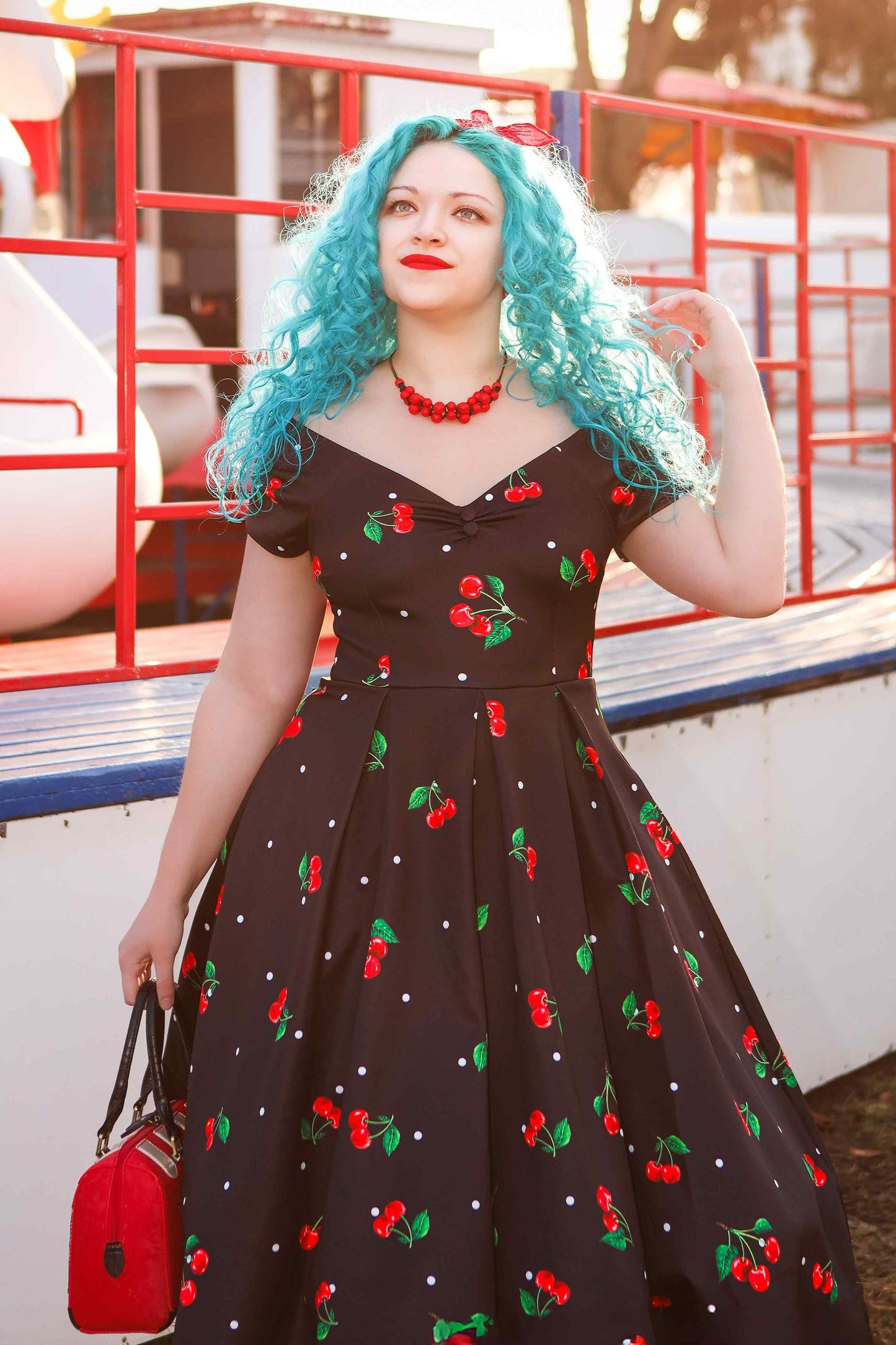 Lily Cherry Off Shoulder Dress In Black