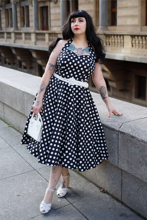 Daisy Black Polka Dot Halter Dress