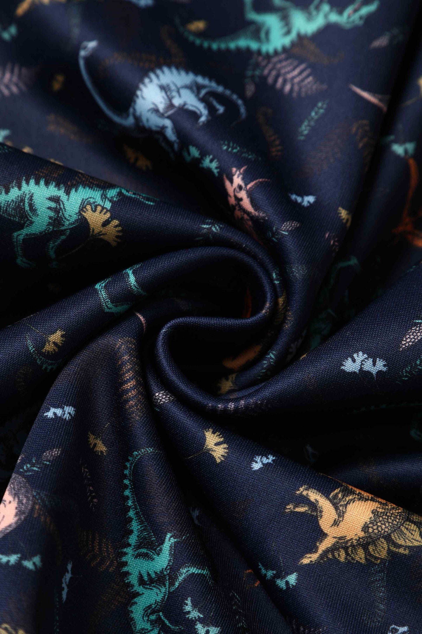 Amanda Multi-coloured Dinosaurs in Navy Blue Flared Dress