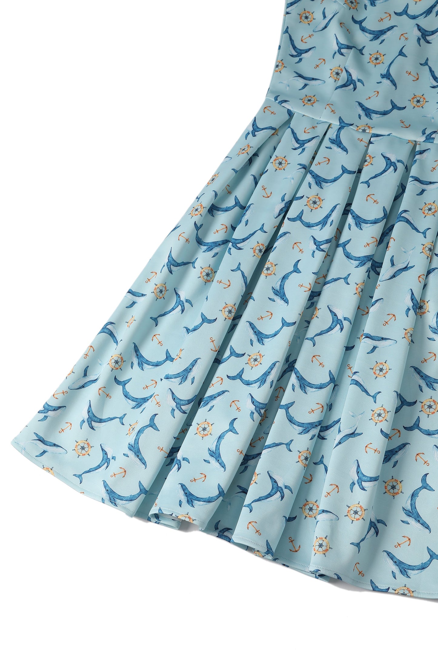 Amanda Blue Whale Swing Dress In Aqua Blue