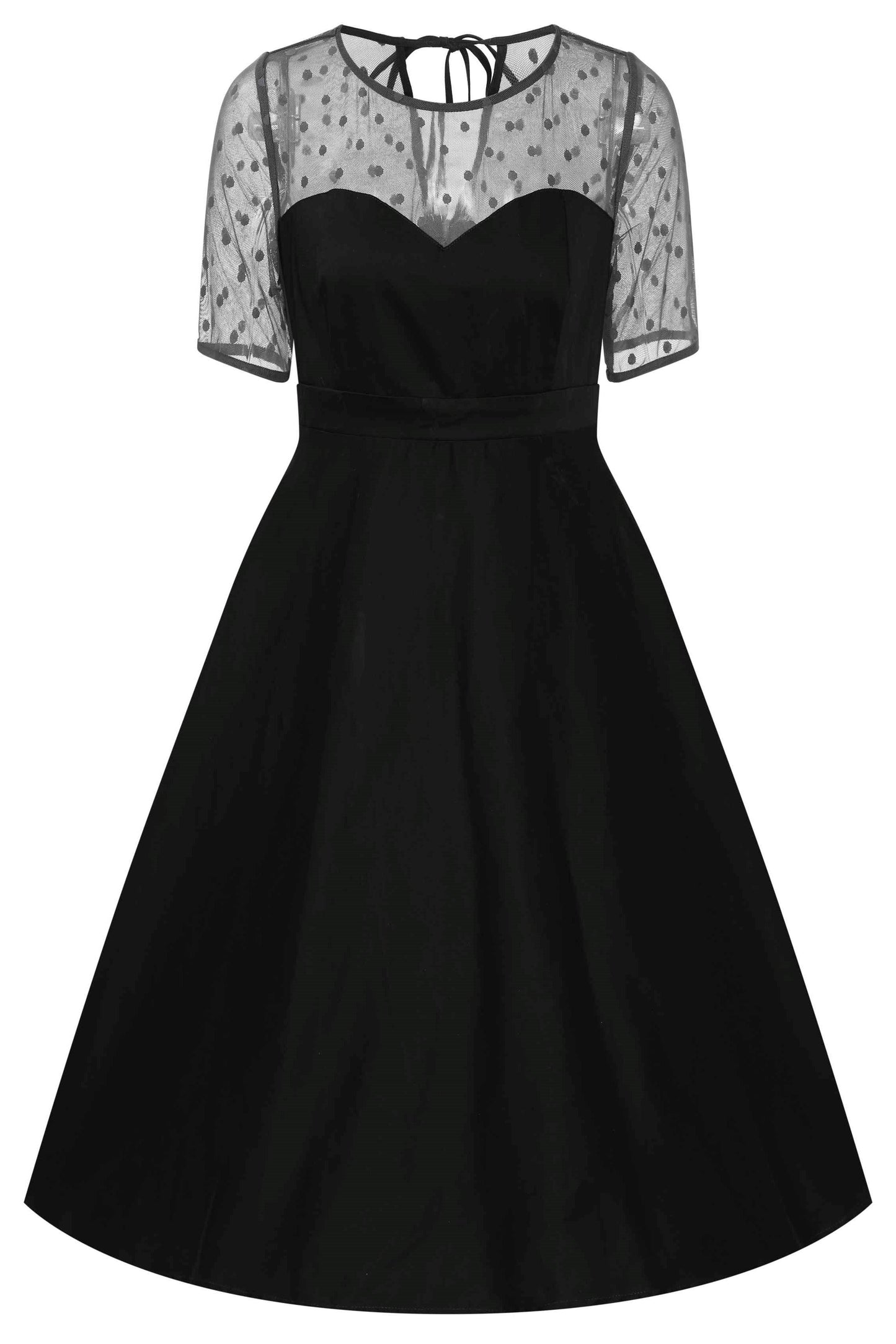 Elizabeth II Short Sleeved Polka Dot Mesh Dress