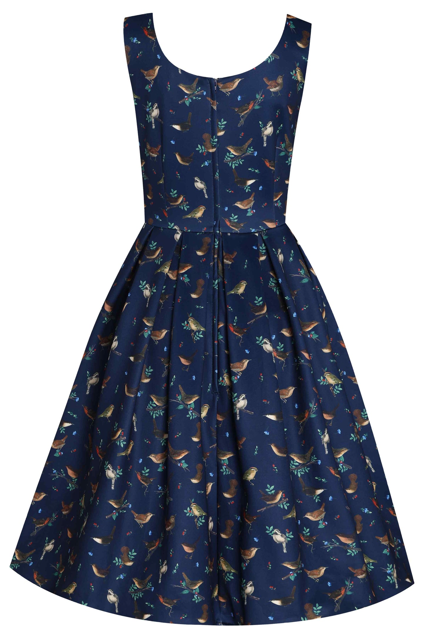 Amanda Blue Bird Print Swing Dress