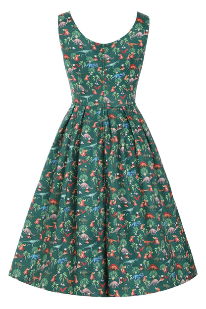 Amanda Green Dinosaur & Volcano Swing Dress