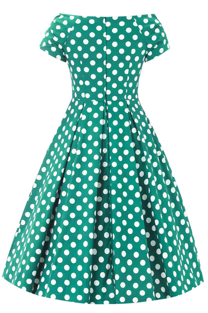 Lily Green Polka Dot Off Shoulder Dress