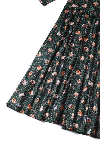 Billie Green Guinea Pig Print Dress